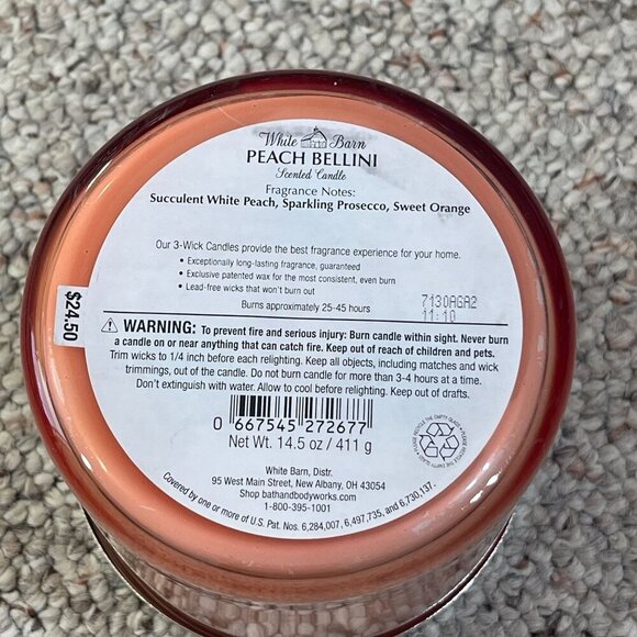 Bath & Body Works Peach Bellini Scented Candle 3 Wick 14.5oz - Picture 8 of 8